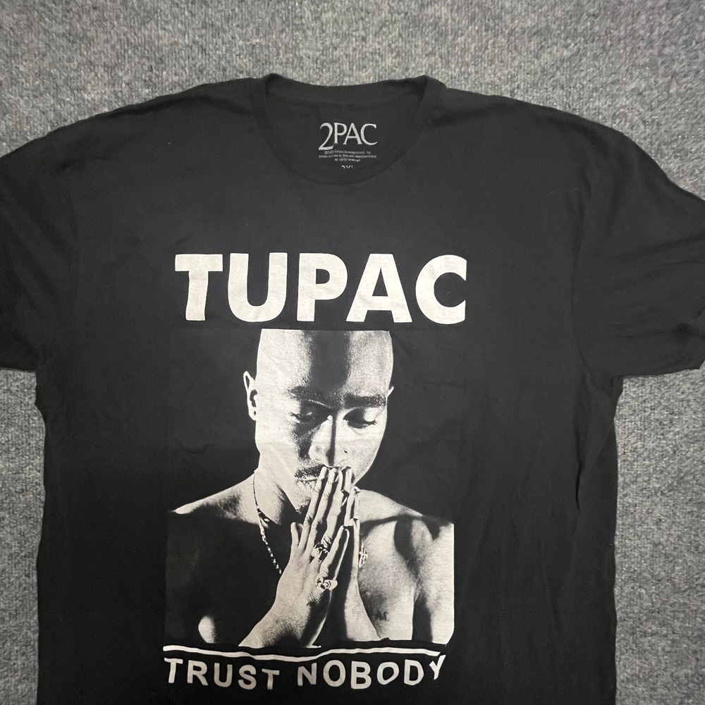 2Pac T-Shirt Mens Size 2XL Black Trust Nobody Graphic Print Hip Hop Rap Tee